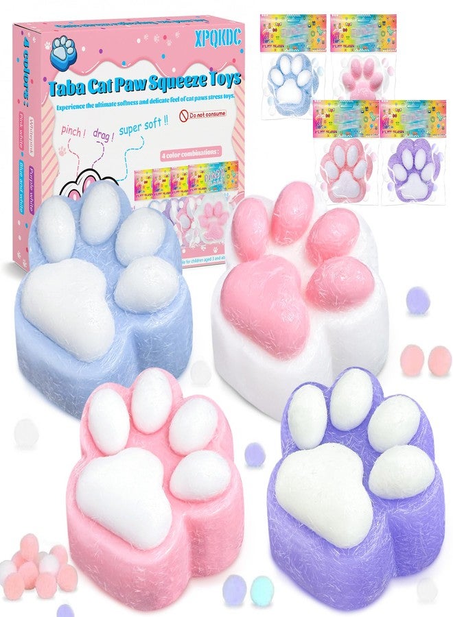 XPQKDC Stress Relief Toy Taba Cat Paw, 4Pcs Squeeze Toy Paw, Cute Sensory Toys, Handmade Soft Silicone Sticky Toys, Bouncy Stress and Relaxation Toy, Stretchable Springy Cat Paw, Gifts for 3-10 Year Old Girl - Image 1